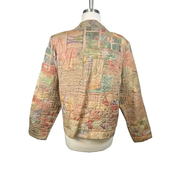 Vintage Orvis Patchwork Quilted Embroidered Button Down Jacket Women Size Large - Picture 7 of 8